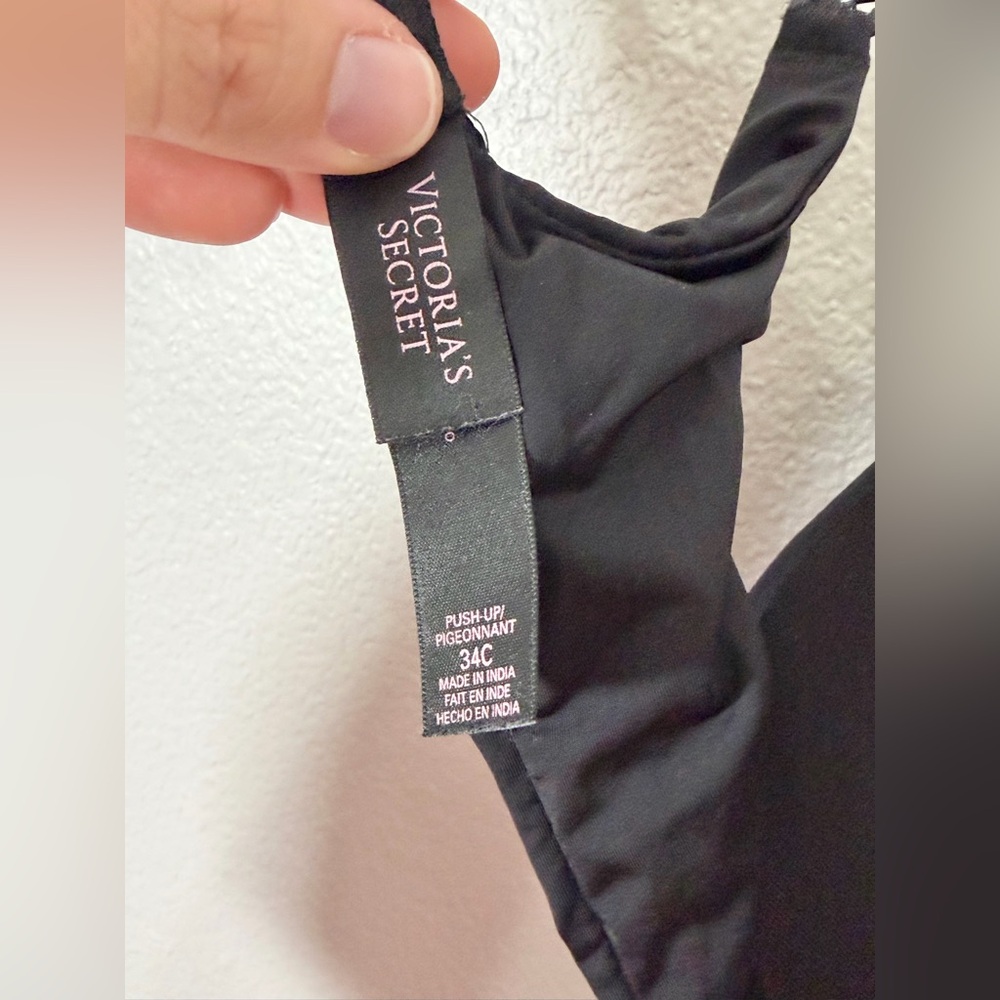 Victoria's Secret Bra Classic Black Bra Push Up Nylon Clasp Back Women 34C - Picture 5 of 5